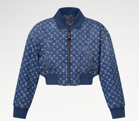 Monogram denim short pilot jacket
