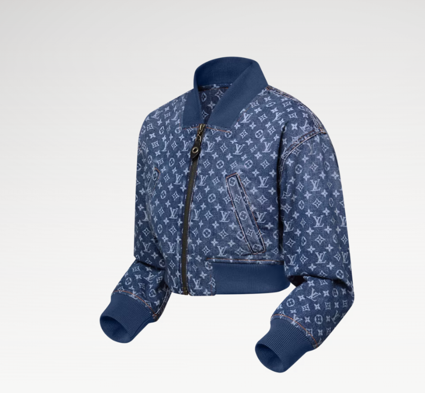 Monogram denim short pilot jacket